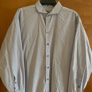 Men's Blue and White Checkered Button Down Shirt